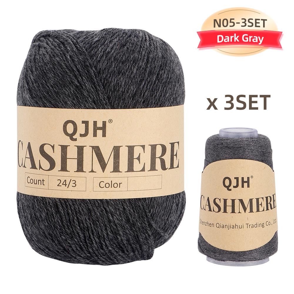 Premium Cashmere Yarn Bundle - Soft, 3 Big & 3 Small Luxurious Knitting & Crochet Yarn Thread for Sweaters, Scarves, Hats, Shawl