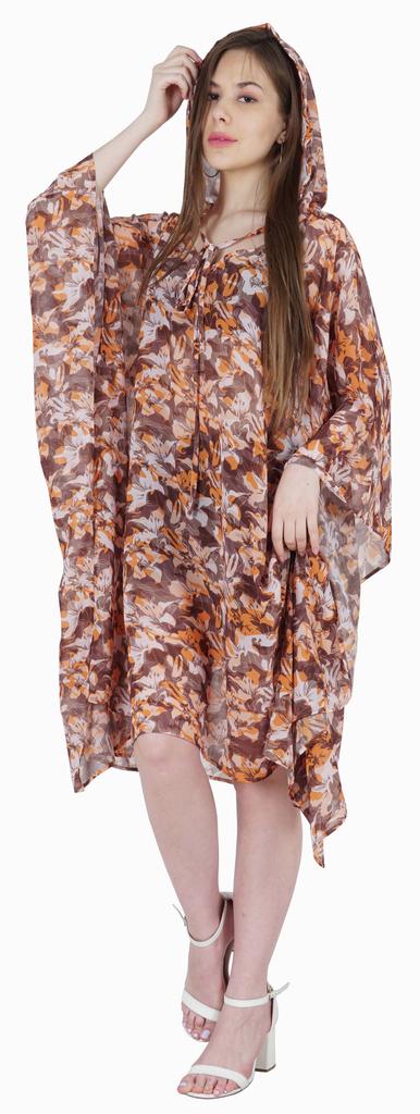 Moomaya Women  s Short Hoodie Kaftan Loose Tunic Kimono Sleeve Mini Beach Cover Up