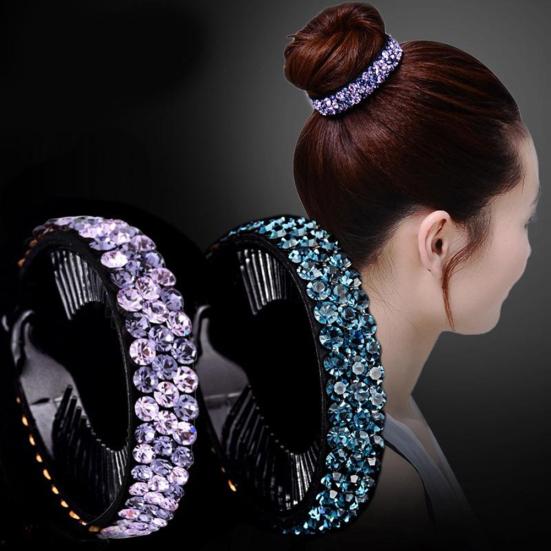 Women Rhinestone Inlaid Hair Claws Twist Clip Hairpin Headwear Bun Accessory