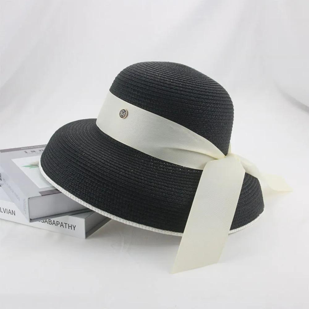 

Дизайнерский стиль путешествия в стиле Хепберн, шляпа-ведро с бантом, зонтик, рыбацкая шляпа, летний солнцезащитный шлем, открытый