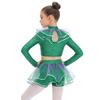 Ensemble Short et Crop Top Mailles Sequins Imprimé Écailles de Poisson Manches Longues Costume Cosplay Sirène pour Filles