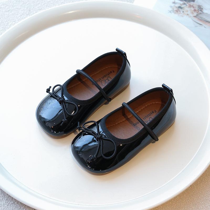 Girls' Small Leather shoes2026Spring and Autumn New Korean Style Mary Jane Slip-On Bow Ballet Soft Sole Princess Shoes