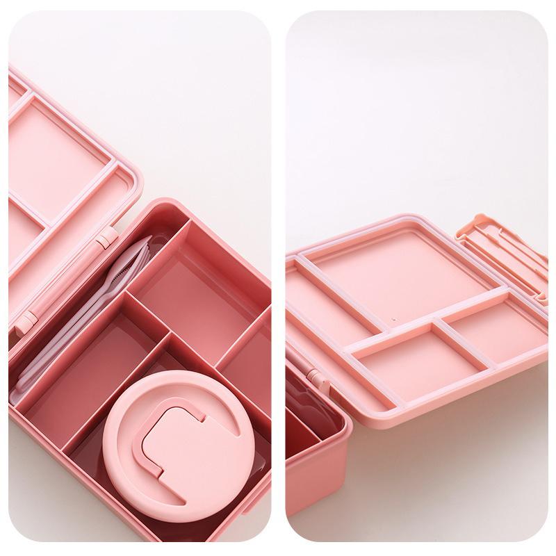Brotdose Cartoon Obstsalat Bento Box mit Besteck für Kinder Tragbar Student Büroangestellte Lebensmittelbehälter Mikrowellengeeignet