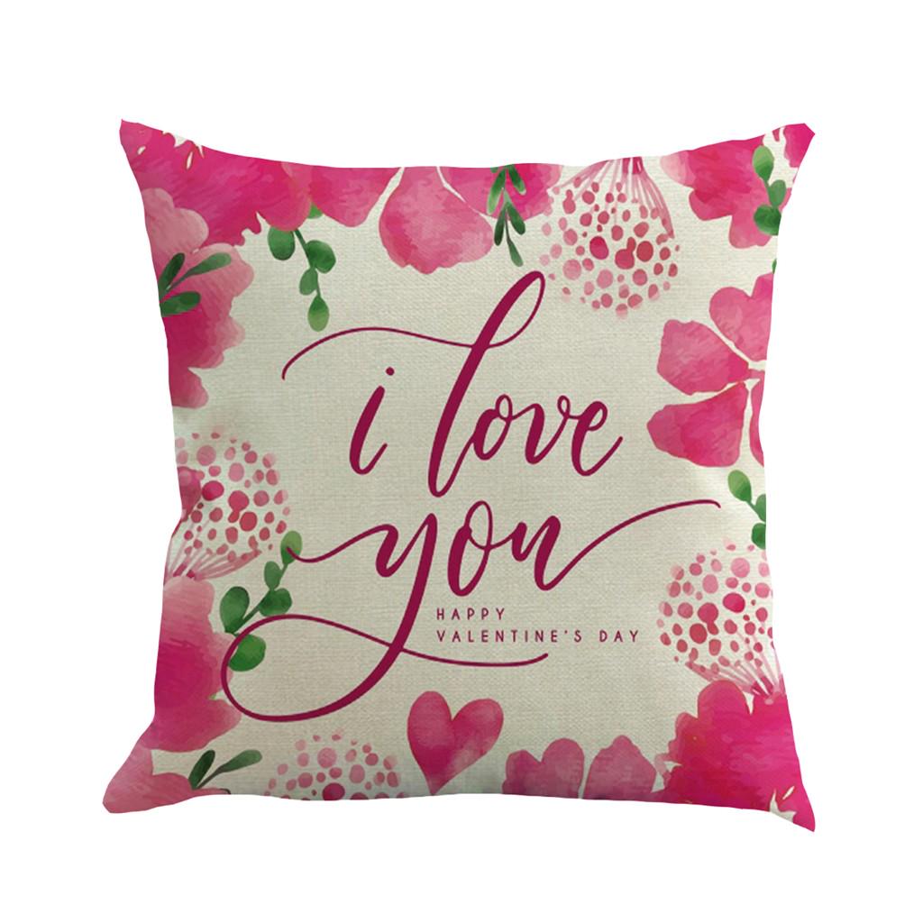 Buy HS Valentine's Day Print Pillow Case Polyester Sofa Car Cushion