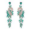 Geometric Leaf Rhinestone Earrings: Alloy Diamond Design for Women, European and American Fashion Style