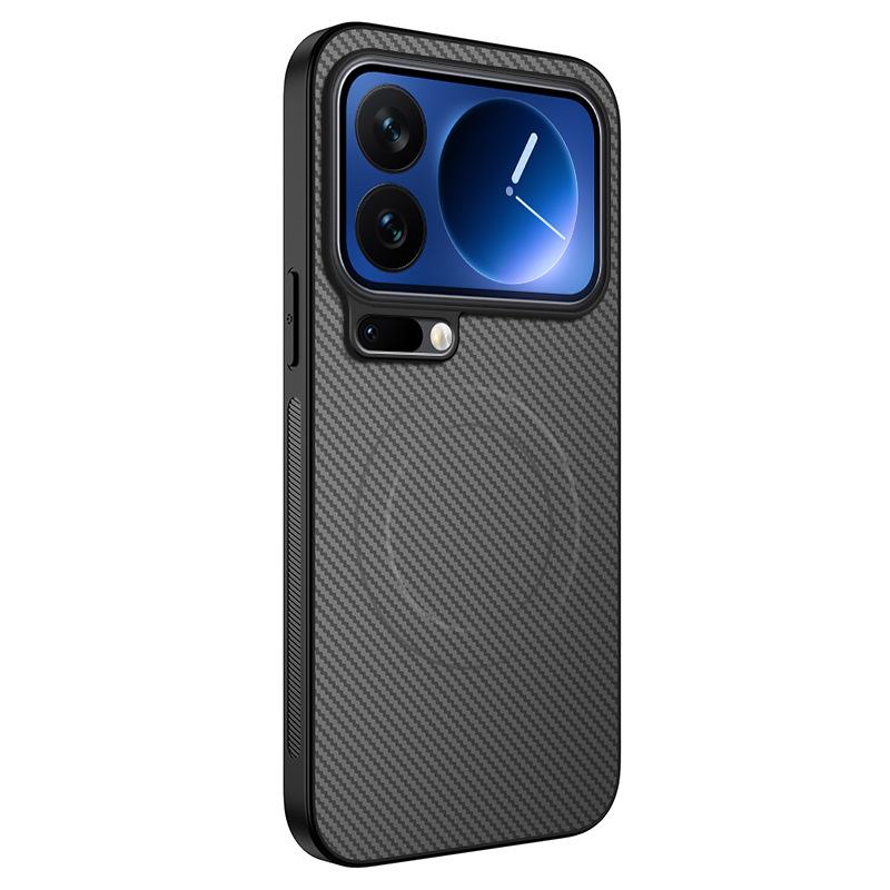 Applicable to Xiaomi Mi 17ProMax carbon fiber pattern magnetic mobile phone case Xiaomi Mi 15TPro matte anti-drop protective case