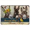 Vintage Farmhouse Wall Art Metal Sign with Donkeys & Sunflowers, Rustic Aluminum Decor Plaque for Kitchen, Living Room, Cafe, Co