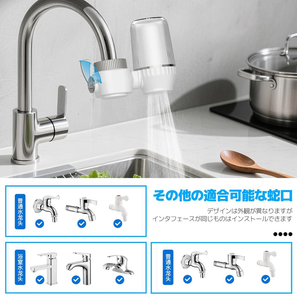CMD Water Purifier, Faucet-Mounted Water Filter with 3 Filter Cores, Removes 12 Substances (Chlorine, Fluoride, Water), Water Saving, Dual Mode Switch
