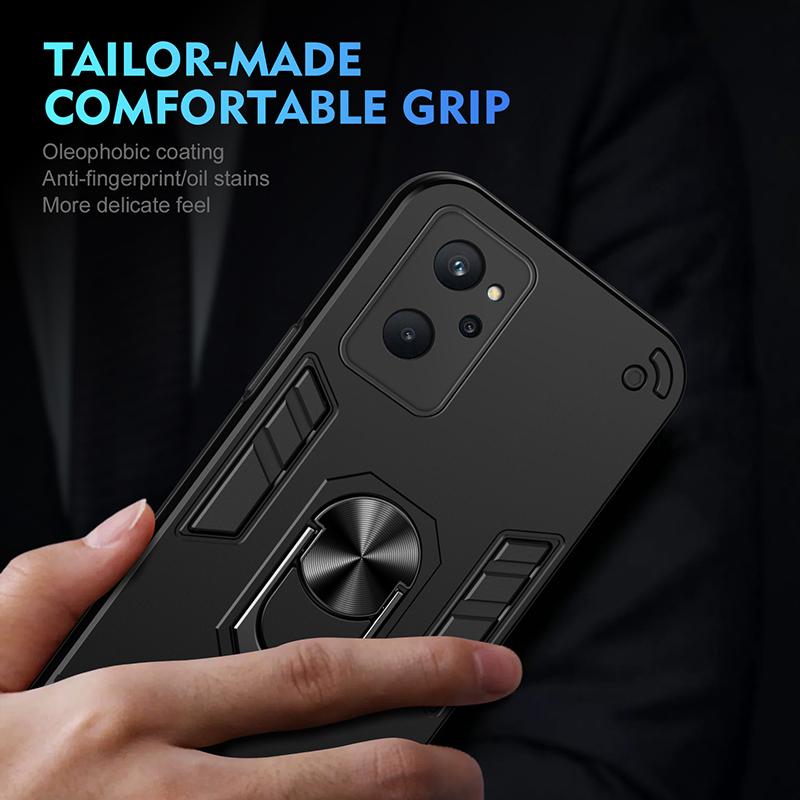 For Realme 9 Shockproof Armor Case For Realme 9I 9 Pro Plus Realme 9 Pro Realme 10 Car Magnetic Ring Stand Hard Back Phone Cover