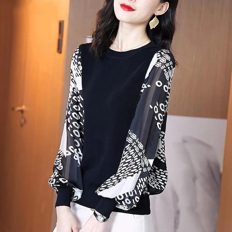 Blusa de gasa Nuevas camisetas de mujer manga larga de cuello redondo  Elegantes Lady Casual Blusas de mujer Pullover de mujer comprar a buen  precio — entrega gratuita, reseñas reales con fotos —
