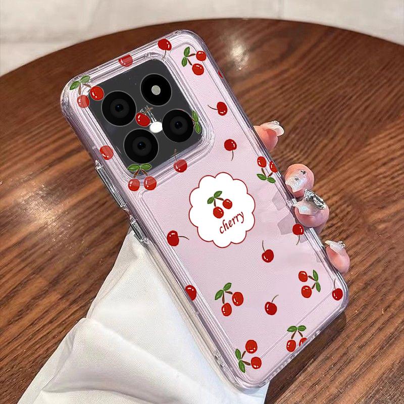 Red Cherry Fruits Pattern Case For Xiaomi Redmi Note 15 Pro 4G Funda Redmi Note 14 13 Pro 5G Clear TPU Silicone Soft Cover
