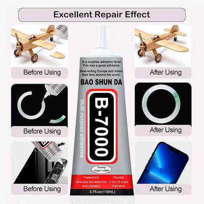 B7000 Mobile Phone Screen Super Waterproof Adhesive Universal Bonder for Apple and Samsung Touchscreen Glass 110ml Fast-Setting B7000 + T7000 Glue