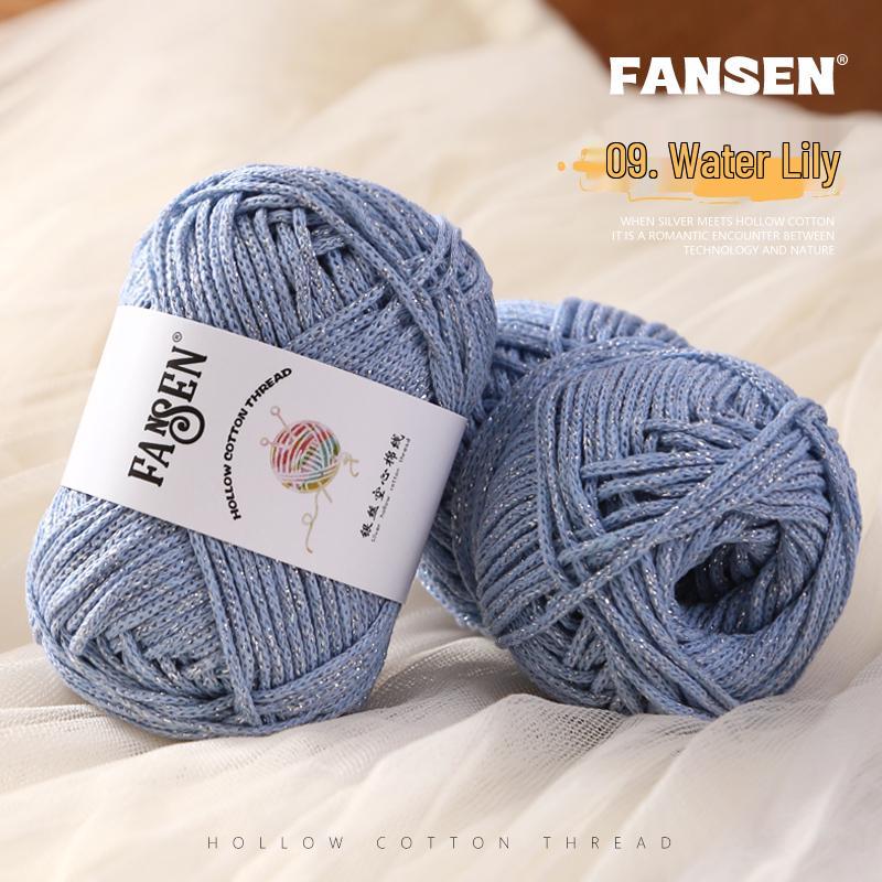 Silver Flash Hollow Cotton Yarn Ball Kit for Hand Knitting & Crochet - Includes Yarn, Hook, and Instructions for DIY Scarf and Sweater Projects