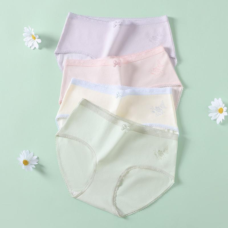 Fentenggan 7A Antibacterial Medical Grade Cotton 4 Anti Pinch Hip Middle Waist Underwear Women's Pure Cotton Crotch
