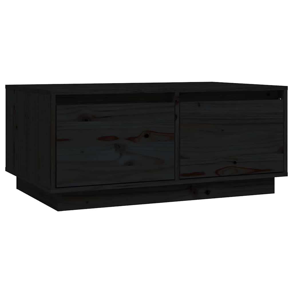 Vidaxl Stolik Kawowy, Czarny, 80X50X35 Cm, Lite Drewno Sosnowe