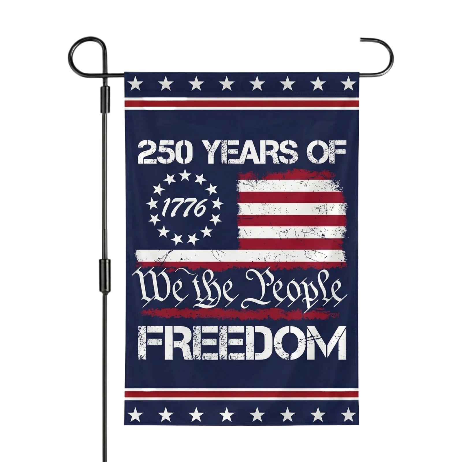 The People 1776-2026 Flag Memorial Day Patriotic 250th Birthday 250 Years United States Indoor Garden Decoration (250 YEARS) синий