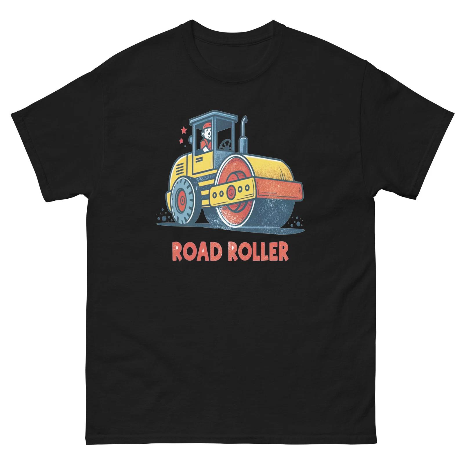 Road Roller Transportation Vehicle Illustration T-Shirt 4XL