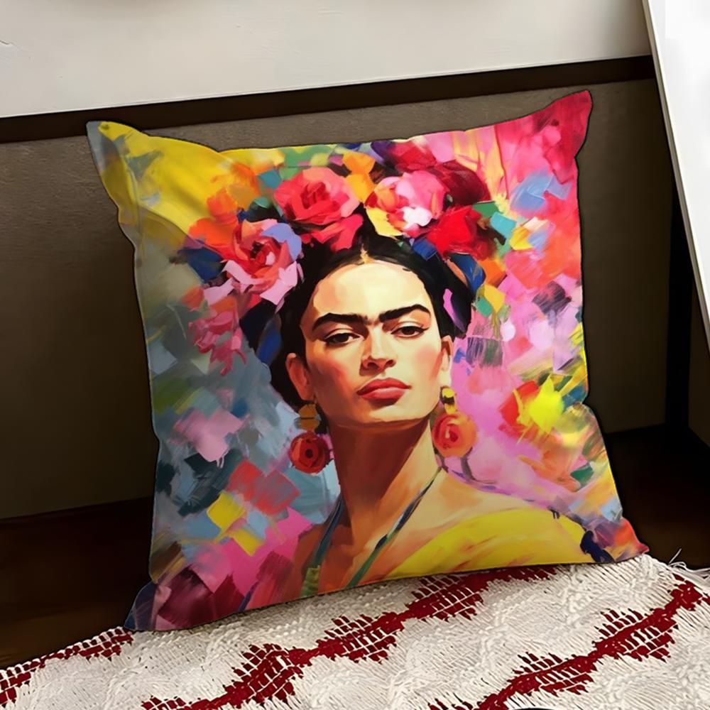 FFrida KKahlo Painting Art Cushion Cover Reversible Soft Durable Pillow Cover Home  Car MultiScene Use for Daily Comfort