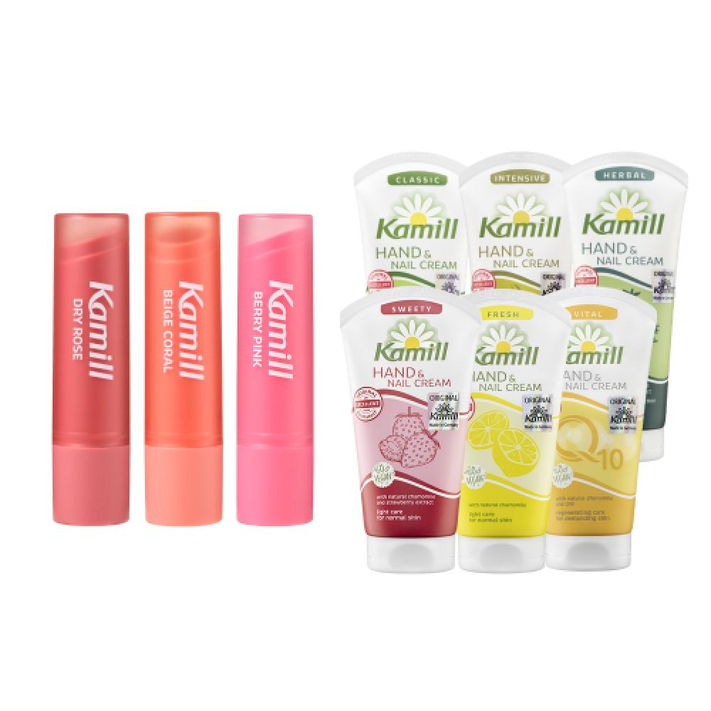 Kamill Choose 1 Vegan Color Lip Balm+1 Hand Cream berry pink/white musk
