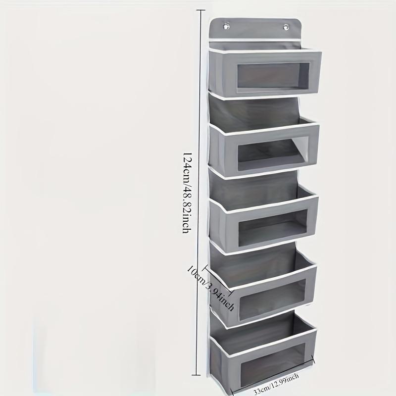 

5-Tier Hanging Storage Organizer - Anti-Tip Design 5 Spacious Pockets Non-Woven Fabric Fits Behind Doors, for Bedrooms Bathrooms светло-серый