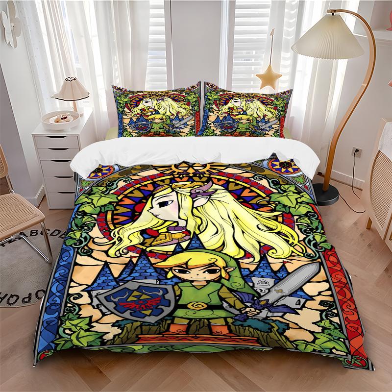 3Pcs Glass Legend Adventure Bedding Set Soft Fabric Duvet Cover Pillowcases Home Christmas Xmas Halloween Gift 1 Duvet Cover 2 Pillowcase L1268
