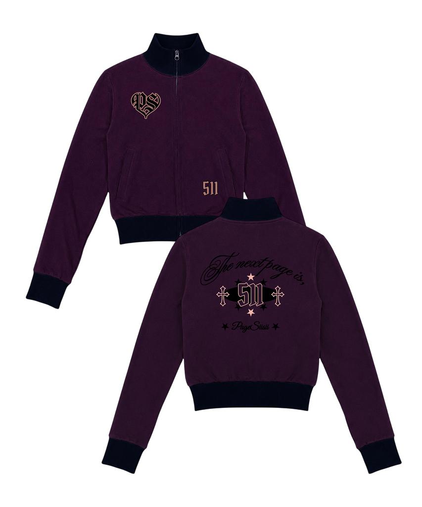Pages Is Ii Ps Heart Print Standard Fit Contrast Track Top Burgundy