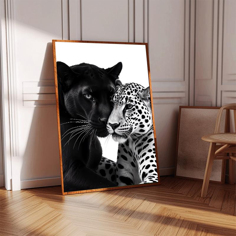 Pantera Negra Tigre Branco Leopardo Arte Pintura em Tela Impressão de Poster Vintage Parede Decoração Moderna Casa Sala de Estar Quarto Cozinha