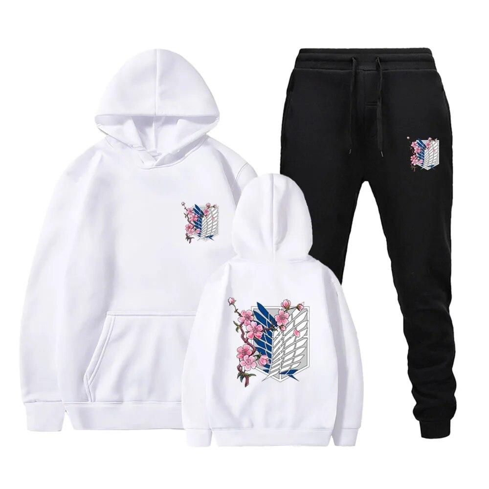 Podzimní a zimní pánská a dámská souprava kalhot s kapucí se vzorem předhrudí Sada kalhot s kapucí s potiskem pro neformální páry z ulice