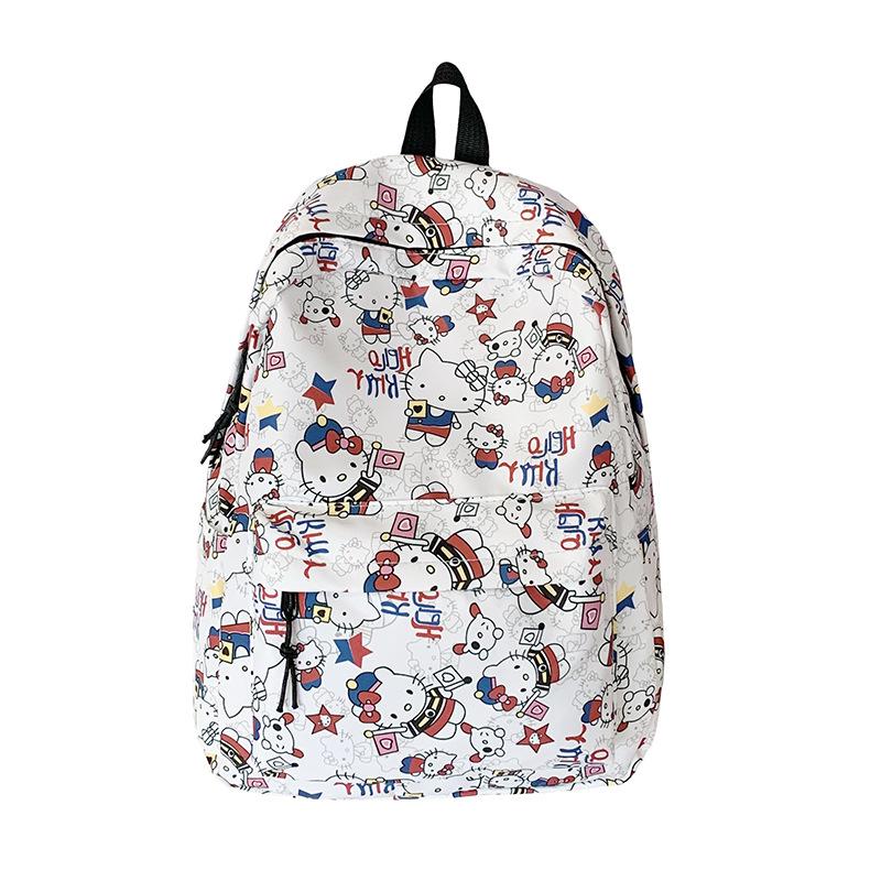 Schoolbag New Girls Fashion Edition School Bag KT Cat Cute Trendy Cool Backpack Middle School Student Printed Style Backpack