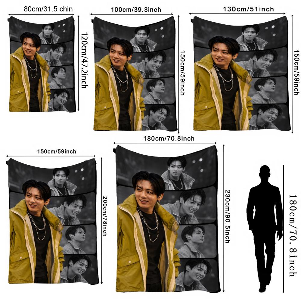 Stylish Man Yellow Jacket Portrait Pattern Blanket Warm Comfortable Fleece Blanket For Living Room Office Nap Lightweight Home Decor Halloween Gift