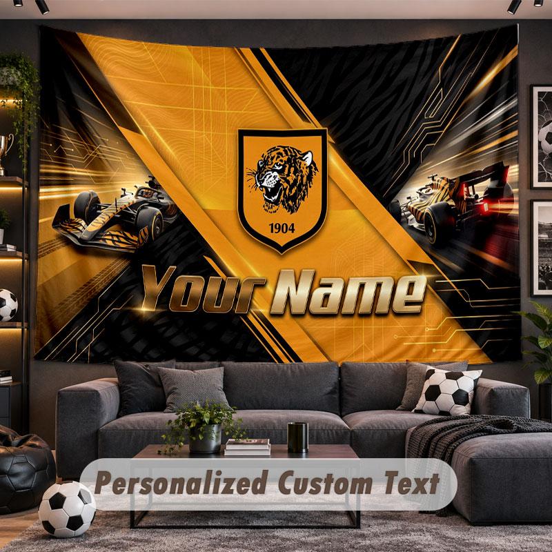 Wall Hanging Tapestry Custom NameHull FC Pattern Personalized Printed Fabric Wall Decor