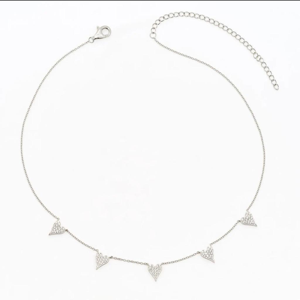 Heart-Shaped Clavicle Chain with Copper Inlaid Zircon Pendant