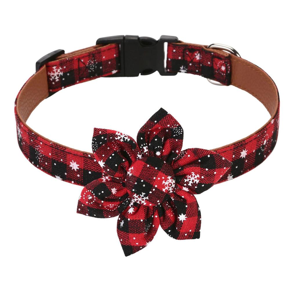 Christmas Dog Collar with Bow Tie, Classic Plaid Red Green Dog Collars with Removable Bowtie Christmas Collars for Large Dogs
