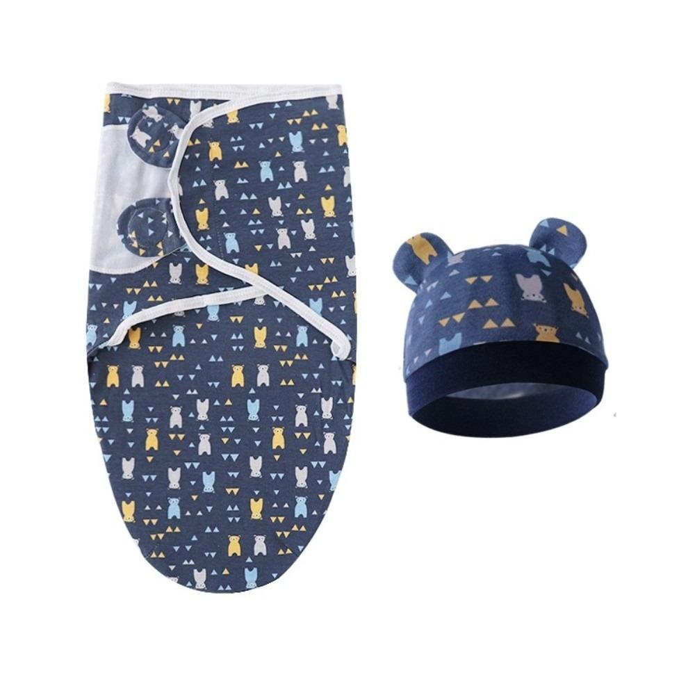 Cartoon Blanket Hat Set Cotton Infant Swaddle Blanket Newborn Photography Blanket  Infant Care