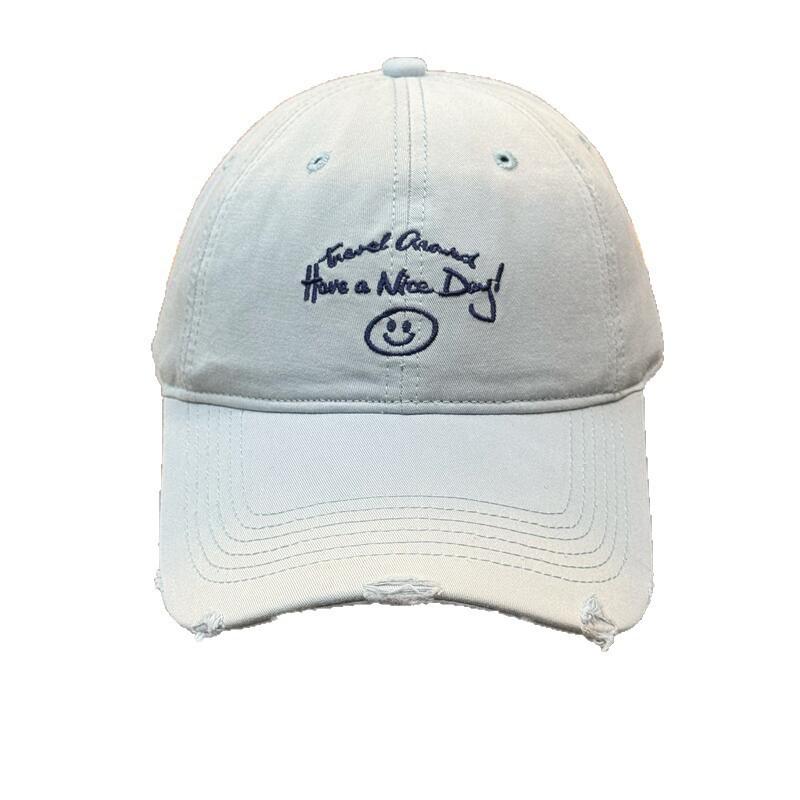 Spring And Summer Cotton Smiley Face Cartoon Soft Top Baseball Cap Women'S Versatile Embroidery Cap Sun Hat