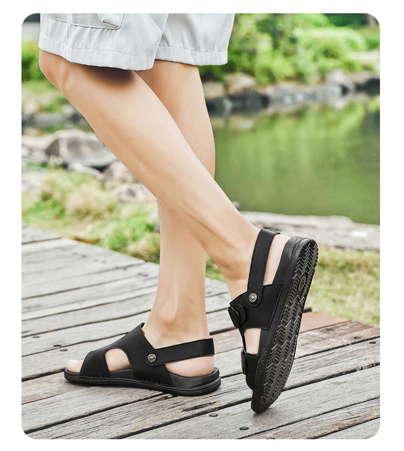 2025 Herren Sandalen mit weicher Sohle aus Leder: Rutschfeste, vielseitige Freizeit-Strand- & Outdoorslipper