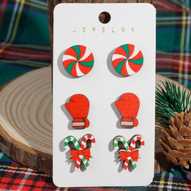 Christmas stud earrings new elk windmill old man snowman gloves earrings set combination earrings women