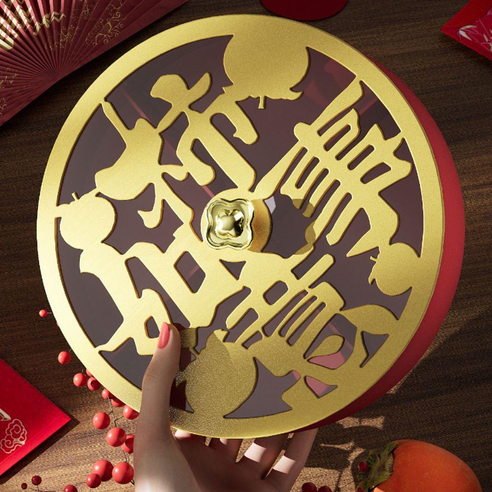 Divided Spring Festival Snack Serving Tray Traditional Chinese Style Nut Serving Bowl with Lid Round New Year Snack Platter