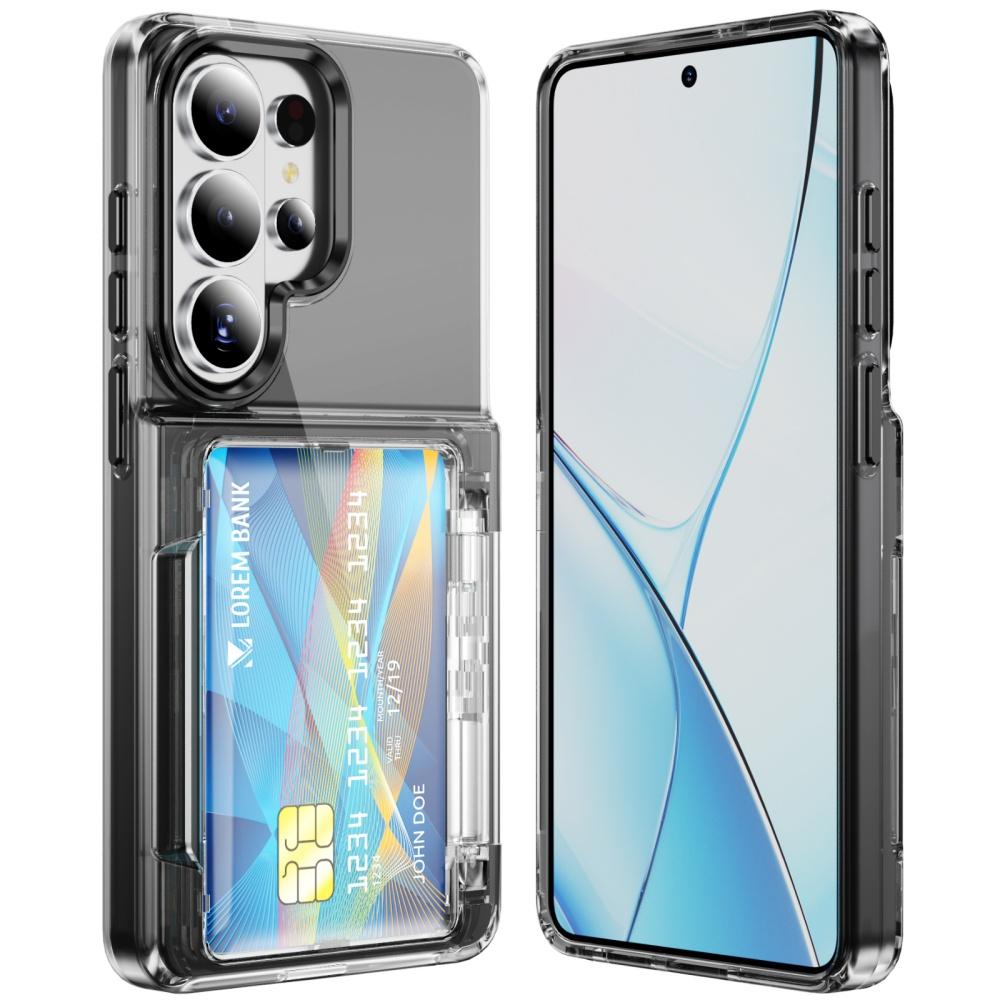 Soporte Plegable para Tarjetas Ranuradas Estuche Transparente Para Samsung S26 Ultra S25 Plus S24 S23 Cartera Transparente Soporte Cubierta de Acrílico PC a Prueba de Golpes