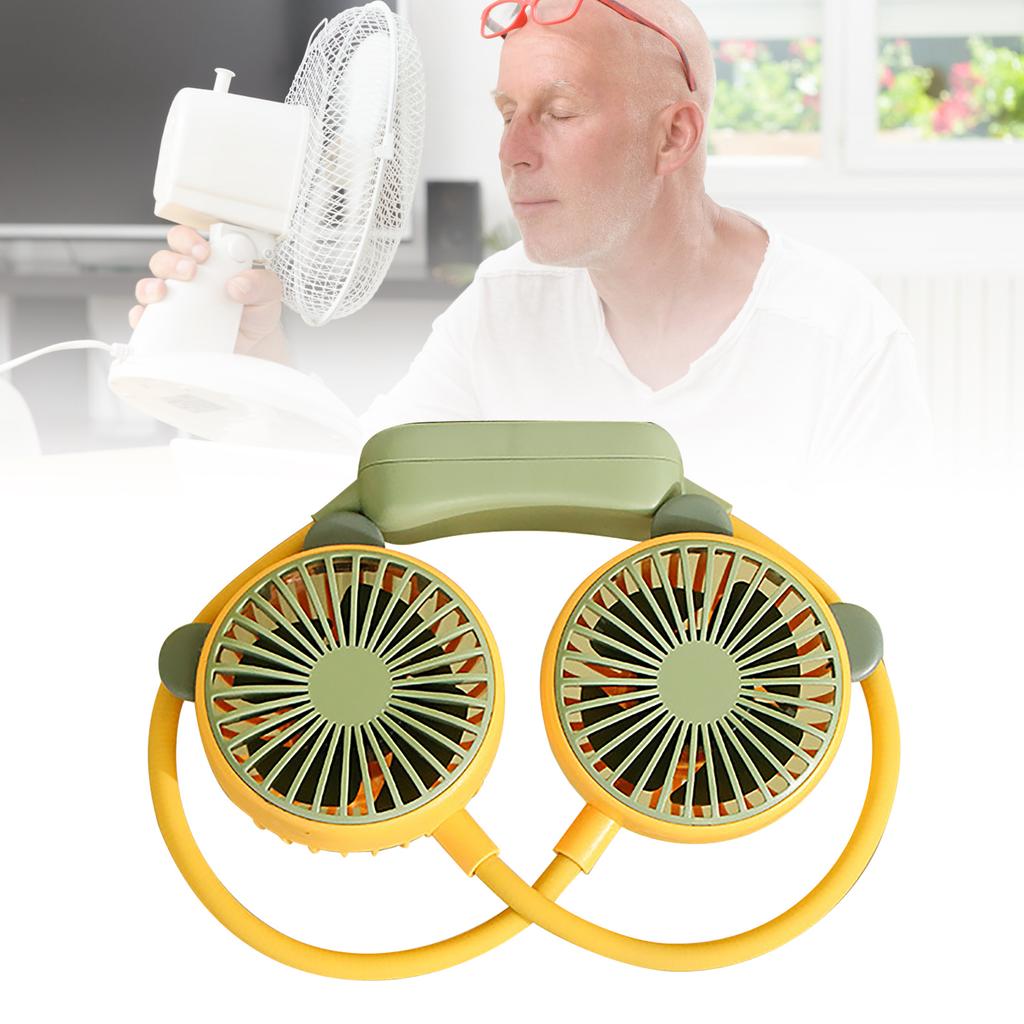 Portable Neck Fan Bendable Wearable USB Rechargeable Hand Free Mini Hanging Fan for Office Travel Yellow