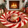 Thickened Cozy Mat Round Christmas Rug, 39" Imitation Cashmere Santa Snowflake Pattern, Holiday Party Floor Covering Area Rug for Home Living