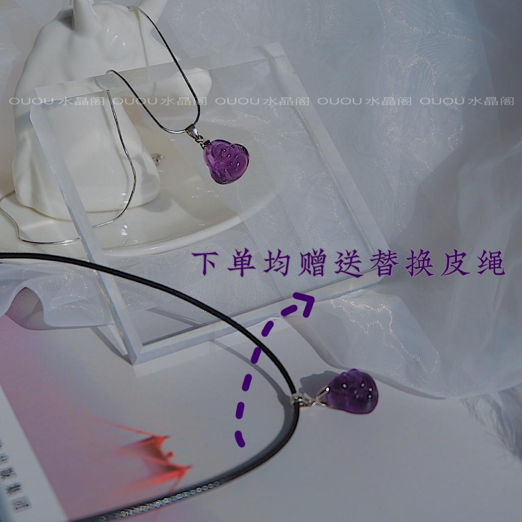 Amethyst Smiling Buddha Pendant Collarbone Necklace for Women, Silver, Light Luxury, Niche Design, Gift for Students and Best Friends