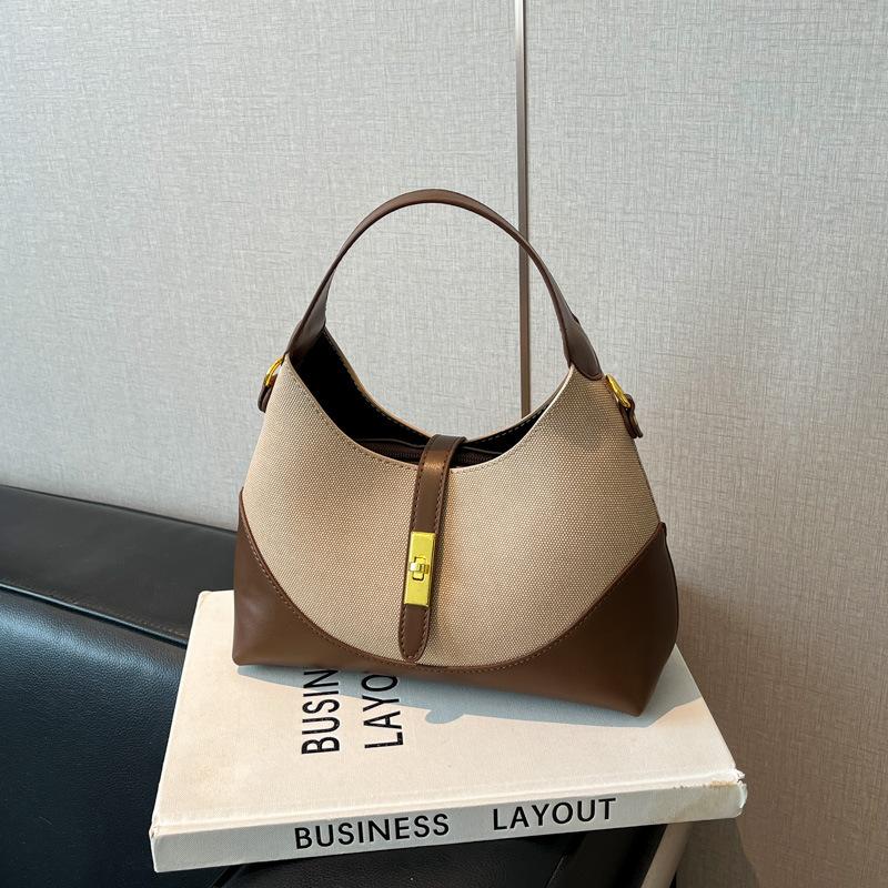 High-end contrasting color niche design bag women's new versatile commuter handbag shoulder bag messenger women's bag