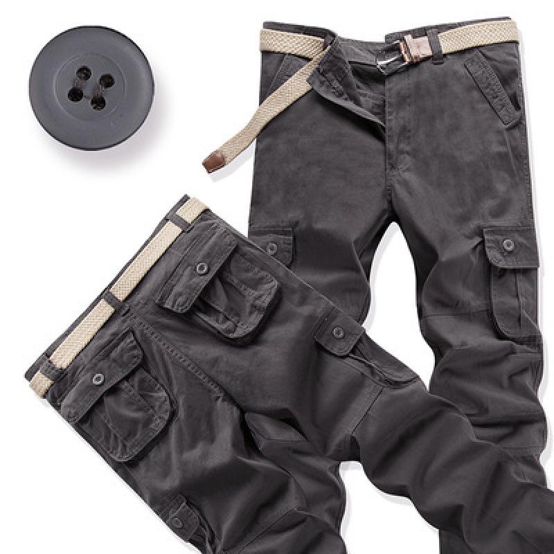 Men's Loose Fit Cotton Tactical Pants with Multi-Pockets