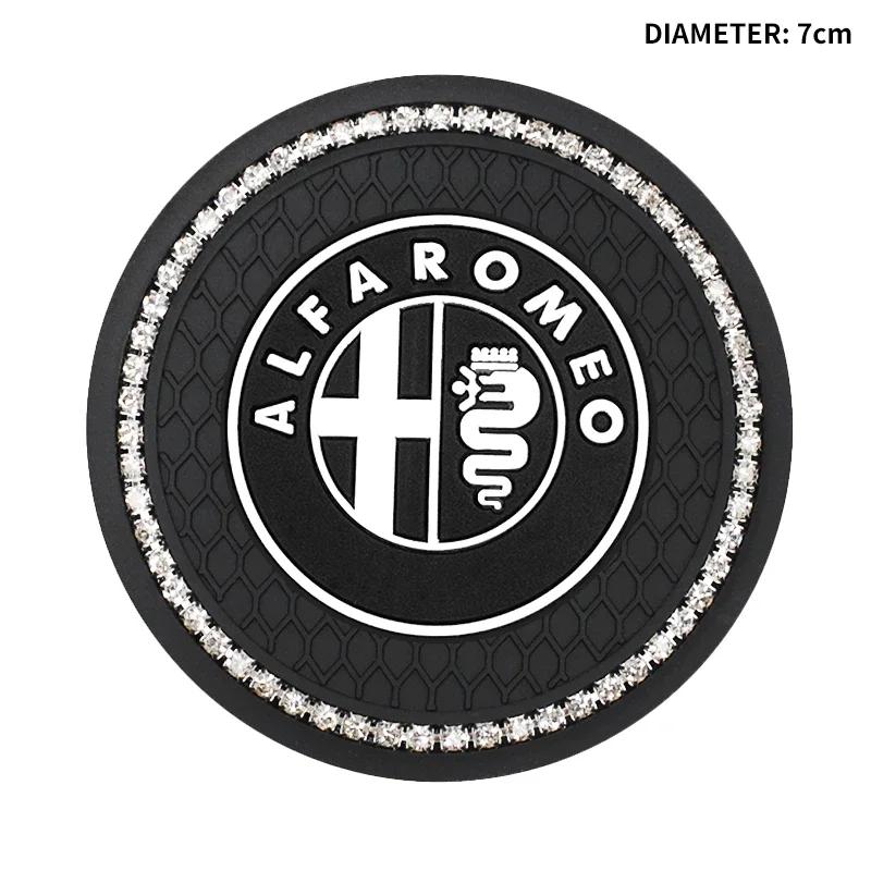 For Alfa Romeo 1/2pc Car Styling Diamond Car Coaster Water Cup Anti-slip Pad Mat For Alfa Romeo GT Giulia Giulietta Stelvio Pend IM0