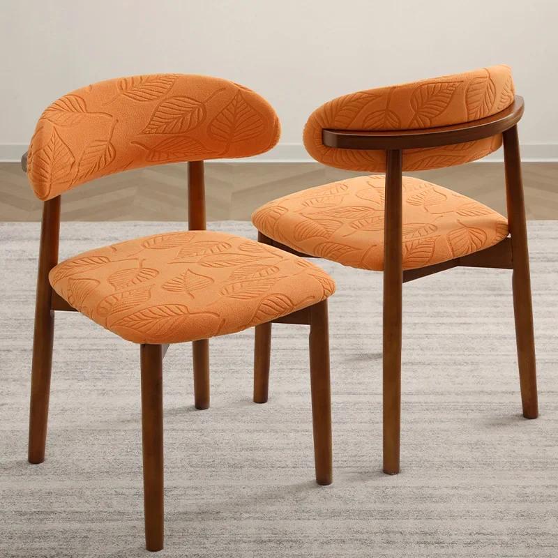 

Jacquard Dining Chair Covers Short Back Chair Stretch Protective Cover Four Seasons Universal Dining Seat Cover for Home Hotel помаранчевий