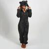 Women's And Winter Plush Hooded Jumpsuit Home Clothes Pajamas Long Sleeves