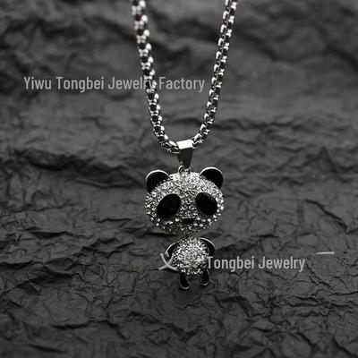 Trendige 2023 Panda Anhänger Halskette für Frauen, Männer und Kinder - Niedlich, Hip-Hop-Stil, Perfekt für Paare