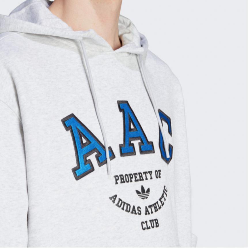 Adidas Originální mikina s kapucí přes hlavu, ležérní sportovní s potiskem písmen, s dlouhým rukávem, pánské topy, šedá IM4577