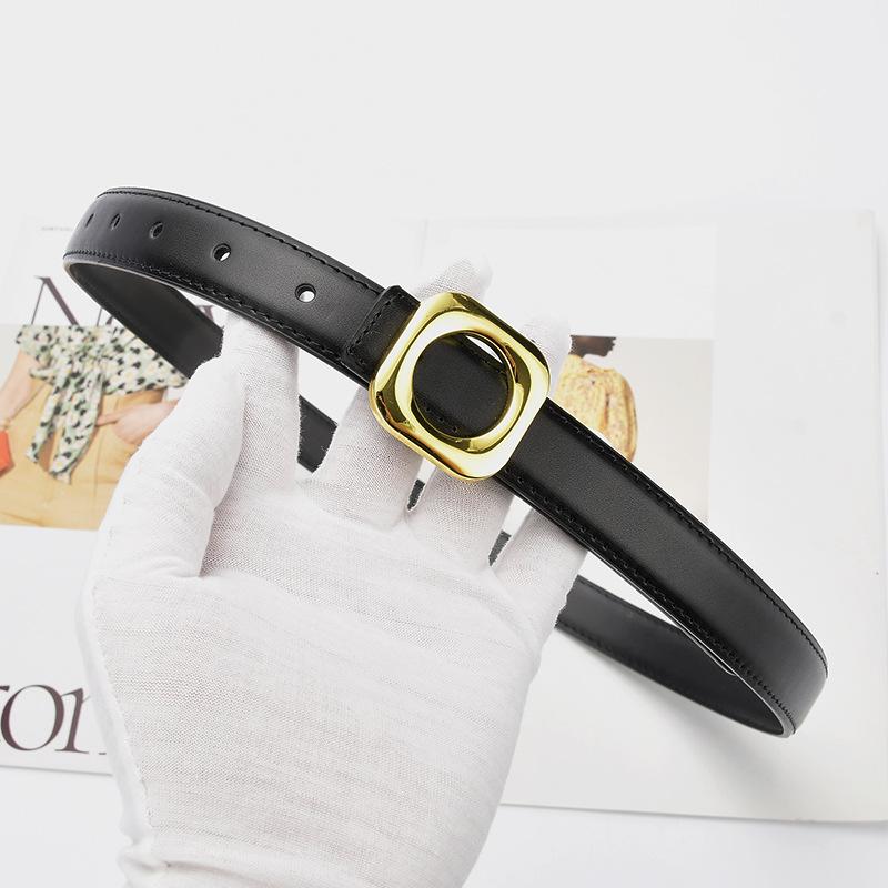 Four Seasons Available Belts Women'S Fashion Versatile Trendy Decoration Suit Leather Thin Belt Square Buckle Leather Ins Style Jeans Belt